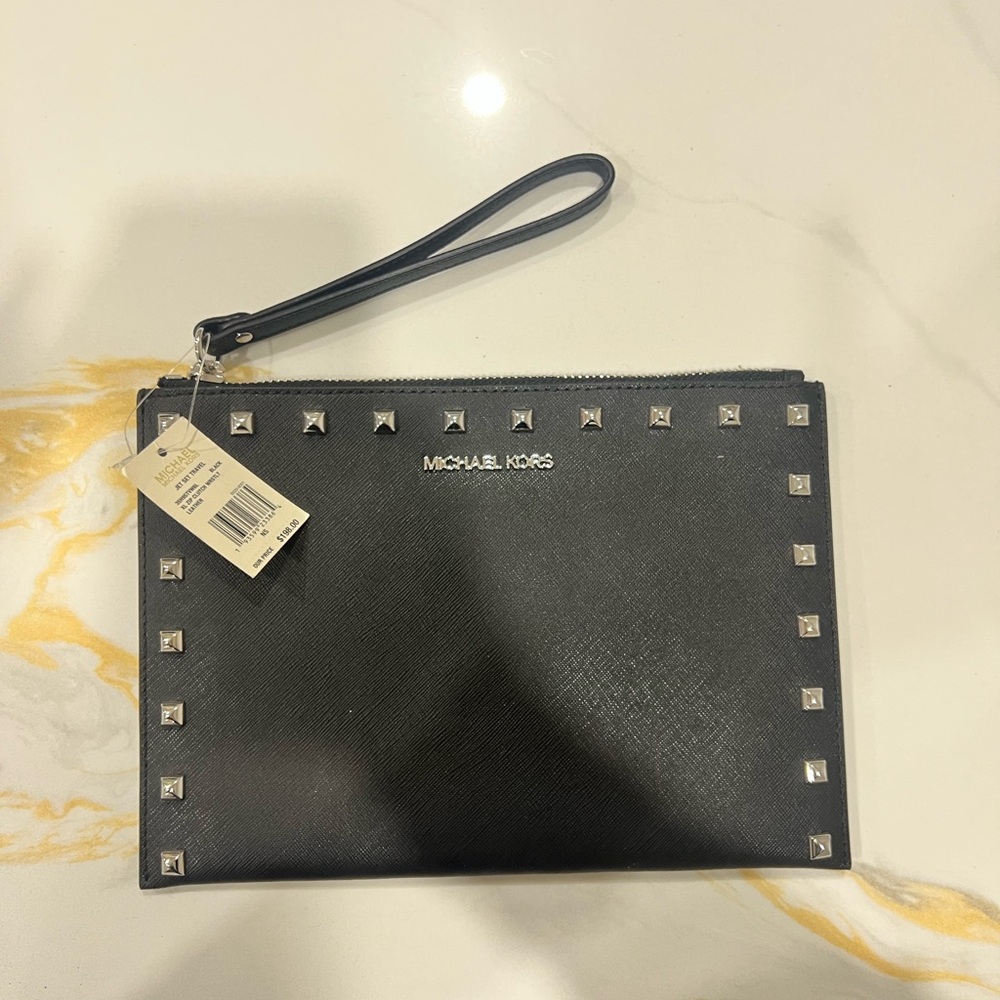 Michael Kors Black Studded Wristlet